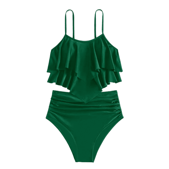 Tiijoy Girls Two Piece Bikini Swimsuit High Waist Bathing Suit Ruffle Swimwear, Sizes 12-13