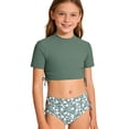 thumbnail image 1 of Tiijoy Girls Two Piece Swimsuit Short Sleeve Rash Guard Tropical Bathing Suits, Sizes 5-14, 1 of 3