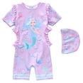 thumbnail image 1 of Tiijoy Girls UPF 50+ Cartoon Short Sleeve Rash Guard Swimsuit with Swim Cap, Sizes 2-12, 1 of 5
