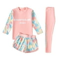thumbnail image 1 of Tiijoy Girls UPF50+ Long Sleeve Rash Guard Pants Shorts 3Pcs Swimsuit, Sizes 3-12, 1 of 6