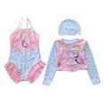thumbnail image 1 of Tiijoy Girls UPF50+ One-Piece Swimsuit with Long Sleeve Rash Guard Swim Cap, Sizes 2-12, 1 of 3