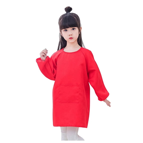 Tiijoy Girls Waterproof Long Sleeve Smock Apron Solid Artist Painting Smock, Sizes 1-4