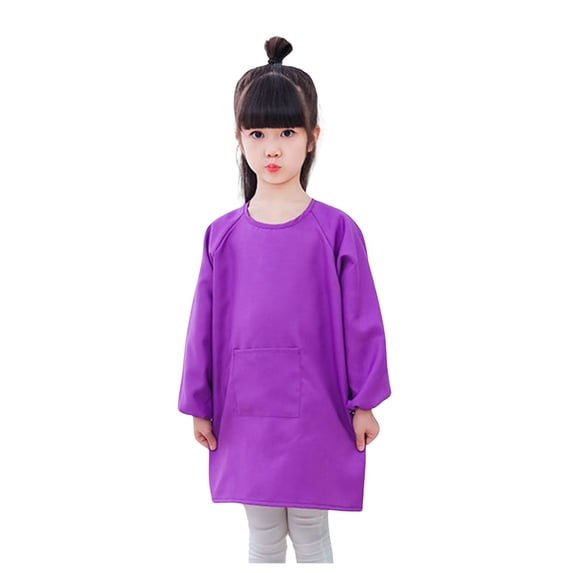 Tiijoy Girls Waterproof Long Sleeve Smock Apron Solid Artist Painting Smock, Sizes 1-4