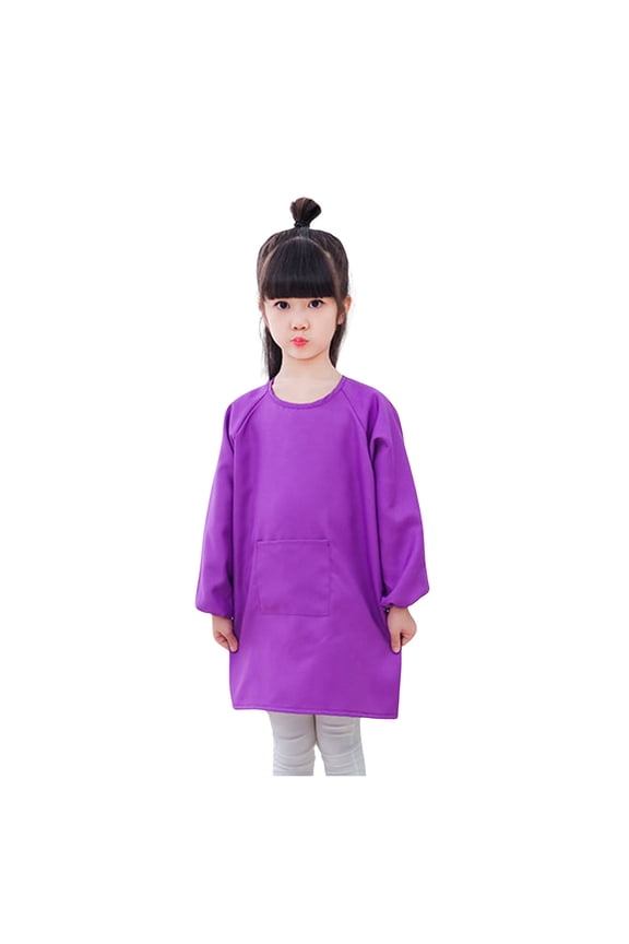 Girls Waterproof Long Sleeve Smock Apron Solid Artist Painting Smock, Sizes 4-8