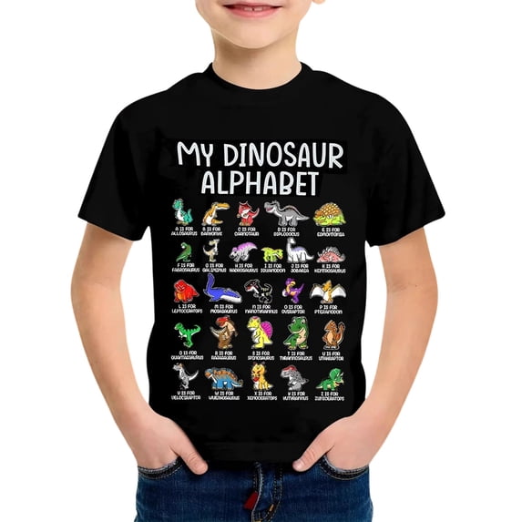 Tiijoy Graphic T-Shirt for Boys Dinosaur Short Sleeve Crewneck T Shirt Tee Top, Sizes 1-13