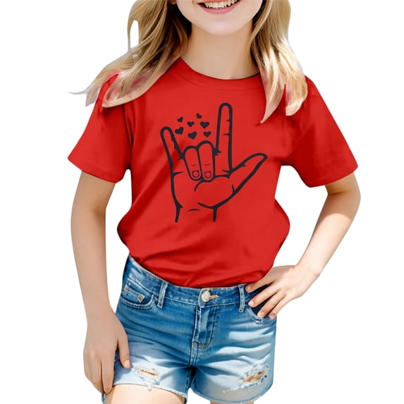 Tiijoy Graphic Tee for Girls Short Sleeve Round Neck T Shirt Casual Soft Tshirt, Sizes 1-13