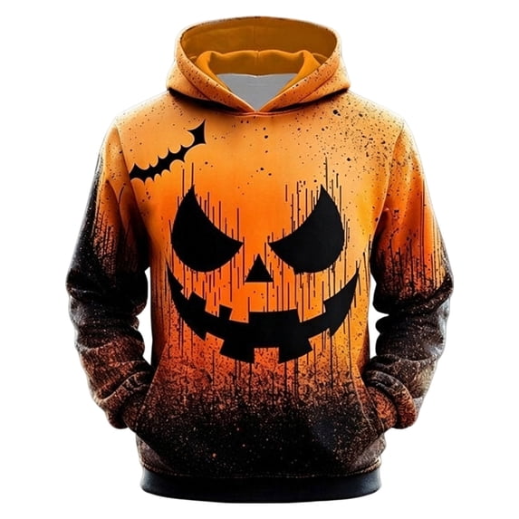 Tiijoy Halloween Boys Graphic Hoodie Long Sleeve Pullover Sweatshirt, Orange, Sizes 3-14