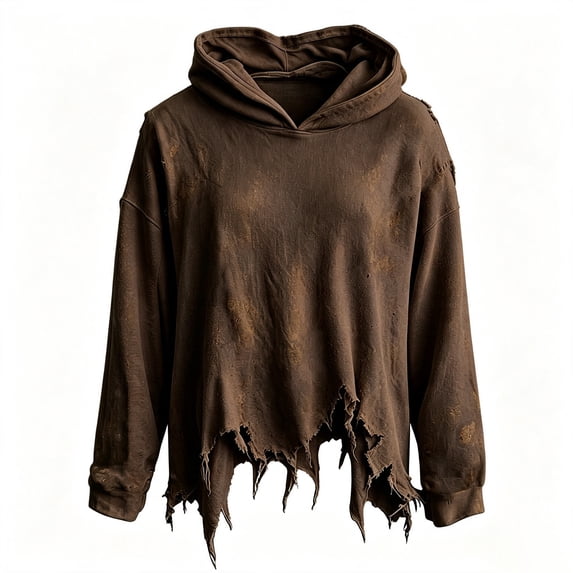 Tiijoy Halloween Boys Oversized Distressed Hoodie Trendy Streetwear Sweatshirt, Brown, Sizes 3-13