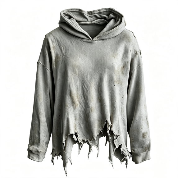 Tiijoy Halloween Boys Oversized Distressed Hoodie Trendy Streetwear Sweatshirt, Grey, Sizes 3-13