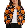 thumbnail image 1 of Tiijoy Halloween Girls Pumpkin Cardigan Jacket Fall Winter Soft Sweater, Black, Sizes 1-8, 1 of 4