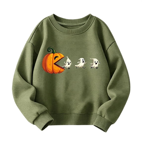 Tiijoy Halloween Sweatshirt for Boys Graphic Crewneck Pullover Tops, Sizes 2-14