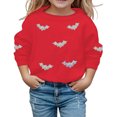 thumbnail image 1 of Tiijoy Halloween Sweatshirts for Girls Bat Print Cozy Crewneck Pullover, Red, Sizes 5-14, 1 of 4