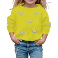 thumbnail image 1 of Tiijoy Halloween Sweatshirts for Girls Bat Print Cozy Crewneck Pullover, Yellow, Sizes 5-14, 1 of 4