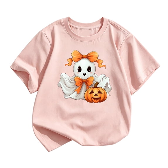 Tiijoy Halloween T-Shirt for Girls Cute Graphic Short Sleeve T Shirt, Pink, Sizes 11-12