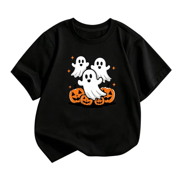 Tiijoy Halloween Toddler Girls T-Shirt Cute Graphic Short Sleeve T Shirt Tee, Black, Sizes 3-4