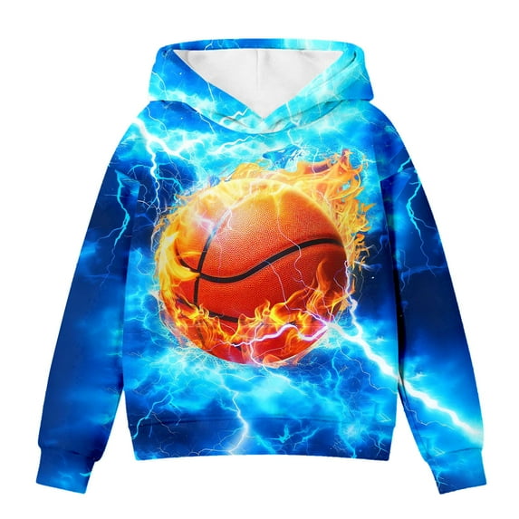 Tiijoy Hoodie for Boys Basketball Print Athletic Hooded Sweatshirt Pullover, Sizes 4-5T