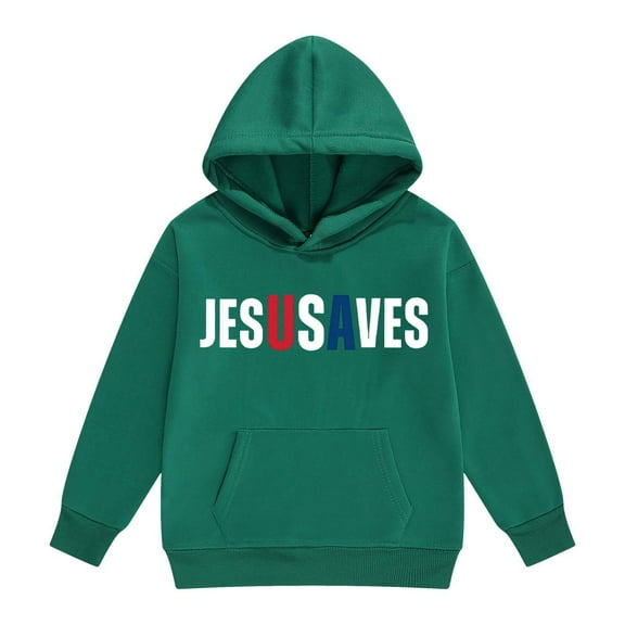 Tiijoy Hoodie for Girls Jesus Themed Letter Print Hooded Sweatshirt, Sizes 3-4T