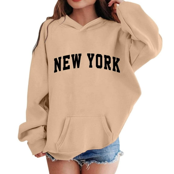 Tiijoy Hoodie for Tween Girls New York Print Casual Comfy Hooded Sweatshirt, Sizes 12-13