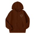 thumbnail image 1 of Tiijoy Hoodies for Girls Heart Print Fleece Zip Up Sweatshirts Jacket, Brown, Sizes 5-14, 1 of 4