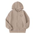 thumbnail image 1 of Tiijoy Hoodies for Girls Heart Print Fleece Zip Up Sweatshirts Jacket, Khaki, Sizes 5-14, 1 of 4