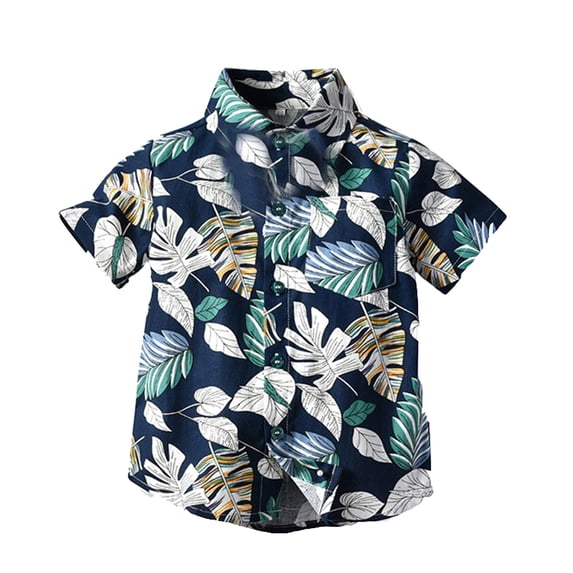 Tiijoy Boys Beach Shirt Hawaii Tropical Short Sleeve Button Down Shirt, Sizes 18-24 Months