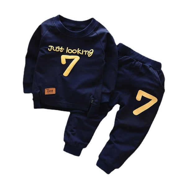 Tiijoy Infant Boys Casual Letter Graphic Sweatshirt Pants Spring Fall Clothes Outfits