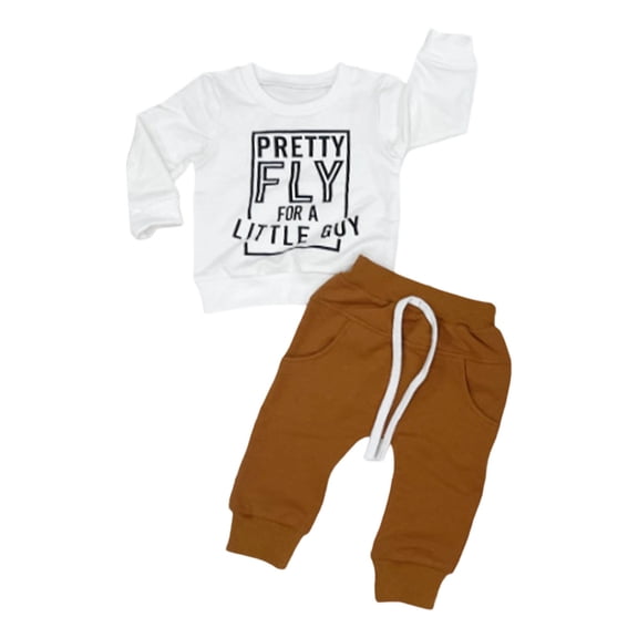 Tiijoy Infant Boys Casual Outfits Letter Print Crewneck Sweatshirt Pants Set, Sizes 18-24M
