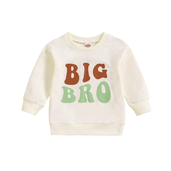 Tiijoy Boys Casual Sweatshirt Letter Embroidery Crewneck Pullover, Sizes 18-24 Months