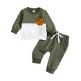 thumbnail image 1 of Tiijoy Infant Boys Clothes Set Color Block Long Sleeve Sweatshirt Pants 2Pcs Outfits, 1 of 5