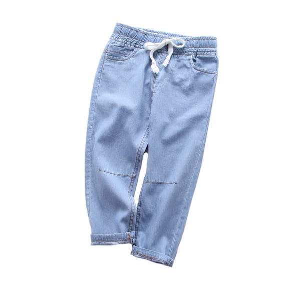 Tiijoy Boys Demin Jeans Elastic Waist Drawstring Stretch Demin Pants, Sizes 18M-12