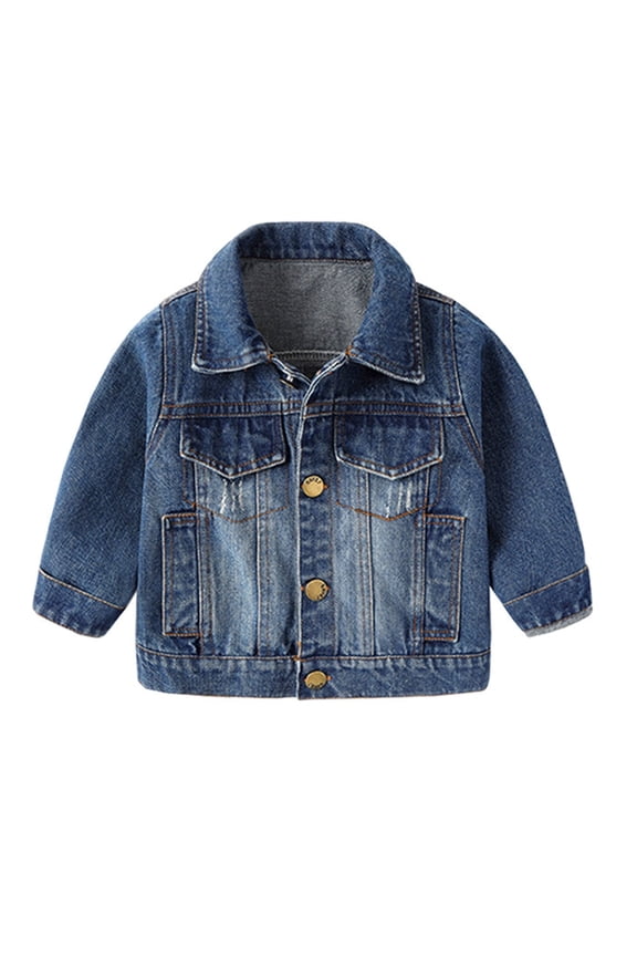 Boys Denim Jacket Long Sleeve Button Down Coat Kids Outerwear, Sizes 12-18M