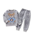 thumbnail image 1 of Tiijoy Boys Flannel Pajamas Cartoon Bear Sweatshirt Pants PJs, Sizes 12-24M, 1 of 4