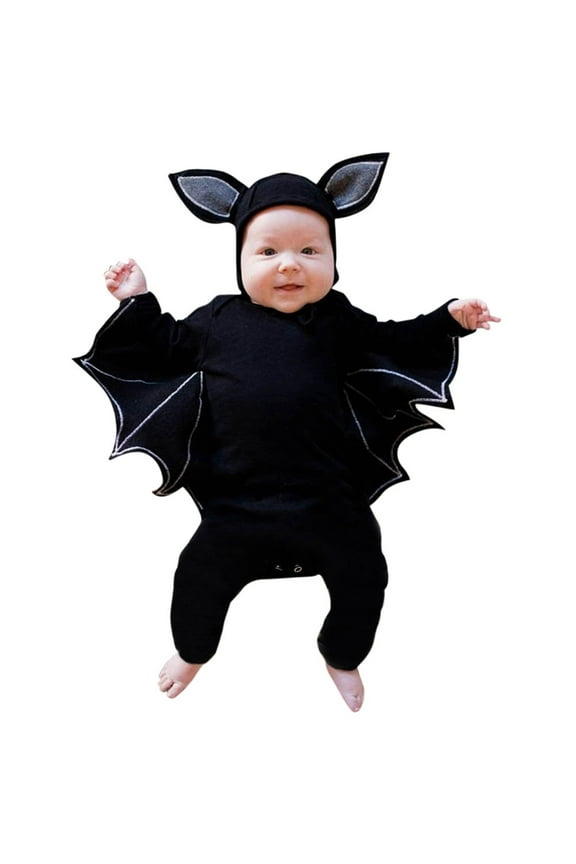 Boys Halloween Bat Batwing Sleeve Jumpsuit with Hood, Sizes 12M