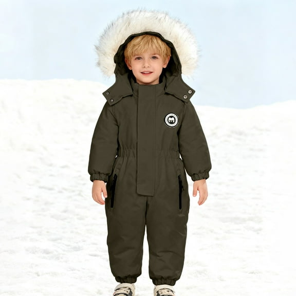Tiijoy Infant Boys Heavyweight Snowsuit Warm Hooded Ski Jumpsuit for Kids, Sizes 18-24M