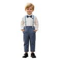 thumbnail image 1 of Tiijoy Infant Boys Outfits Party Long Sleeve Button Down Shirt Suspenders Pants Suit, Blue, 1 of 5