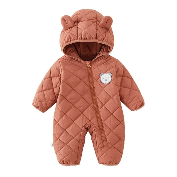 Tiijoy Infant Boys Padded Snowsuit Bear Ear Hooded Jumpsuit Fleece Romper, Sizes 18-24M