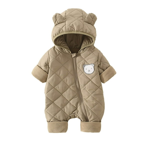 Tiijoy Infant Boys Padded Snowsuit Bear Ear Hooded Jumpsuit Fleece Romper, Sizes 18-24M