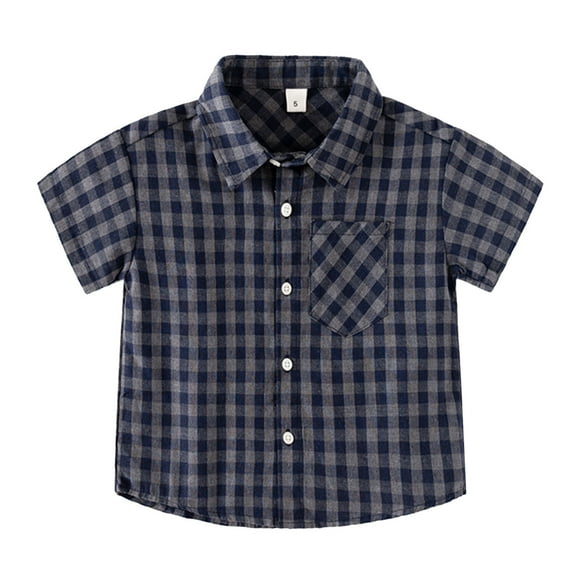 Tiijoy Boys Plaid Short Sleeve Button Down Shirt Breathable Summer Casual Pocket Shirt