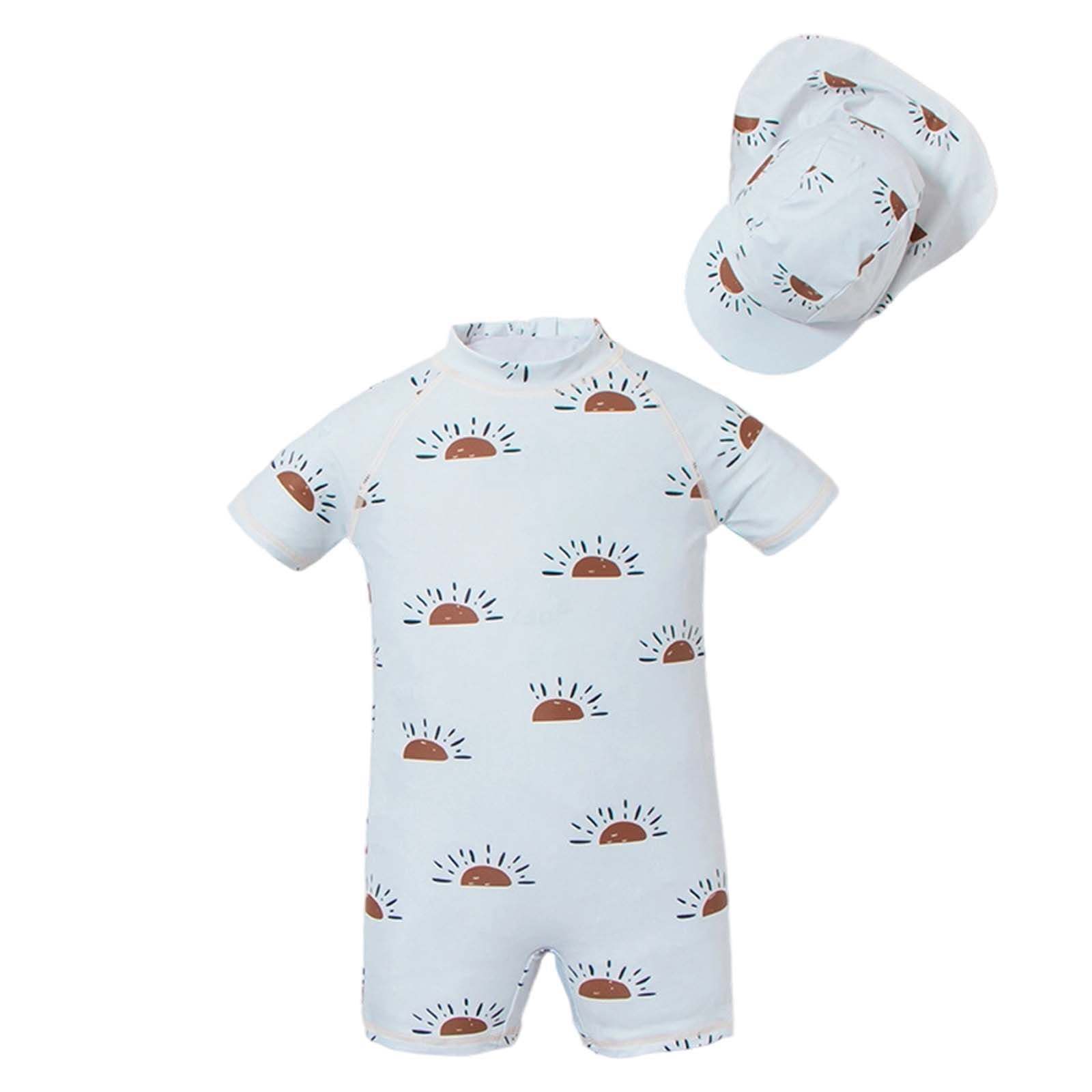 Tiijoy Boys Set Short Sleeve Rash Guard One-Piece Swimsuit with Hat ...