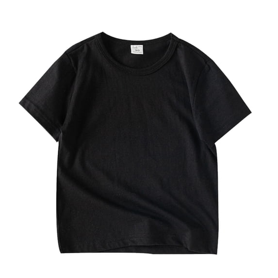 Tiijoy Boys Short Sleeve Cotton T Shirt Solid Plain Casual T-Shirt, Sizes 1-7