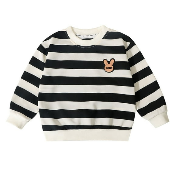 Tiijoy Boys Striped Long Sleeve Sweatshirt Fall Casual Crew Neck Pullover, Sizes 18-24M