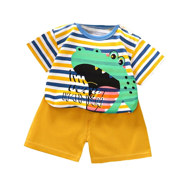 Tiijoy Infant Boys Summer Casual Outfits Short Sleeve T-Shirt and Shorts Set, Sizes 12-18M