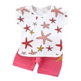 thumbnail image 1 of Tiijoy Infant Girl Summer 2Pcs Outfits Short Sleeve Graphic T-Shirt Shorts Set for Children, Sizes 12M-5T, 1 of 3