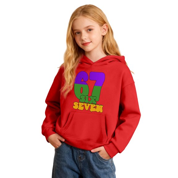Tiijoy Girls 67 Hoodie Letter Print Hooded Sweatshirt Pullover Shirt, Sizes 18-24M