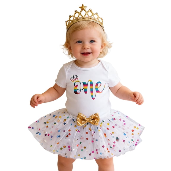 Tiijoy Infant Girls Birthday Party Romper Tutu Skirt Headband 3Pcs Outfits, Sizes 0-24 Months