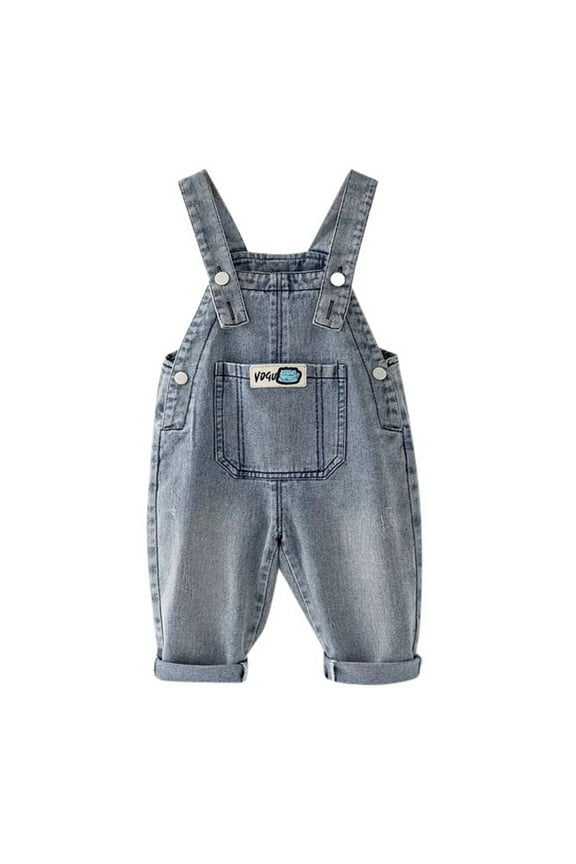 Girls Casual Denim Overalls Dungarees with Adjustable Straps, Sizes 12-18M