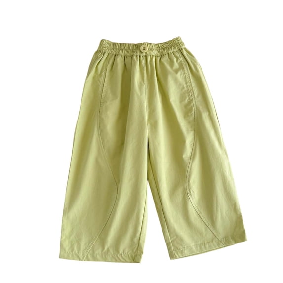 Tiijoy Infant Girls Cotton Wide Leg Pants Casual Solid Lightweight Pull On Pants, Green
