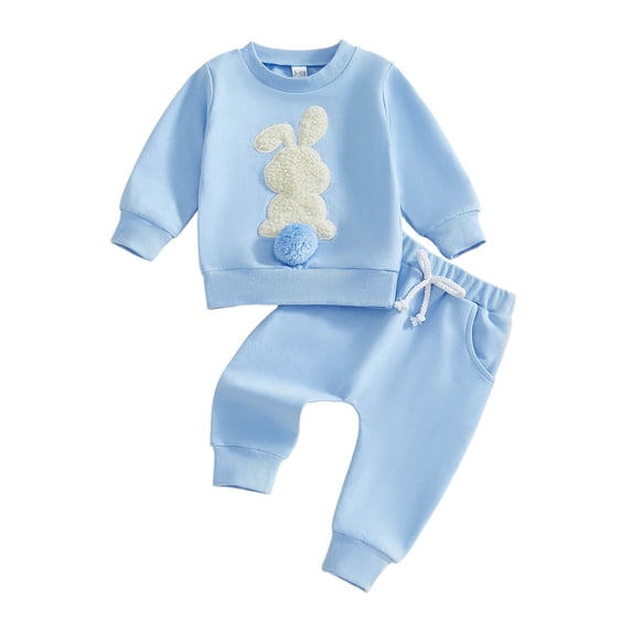 Tiijoy Infant Girls Easter Bunny Outfits Cotton Sweatshirt Pants 2Pcs Set, Sizes 3M-3T