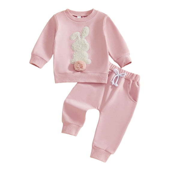 Tiijoy Infant Girls Easter Bunny Outfits Cotton Sweatshirt Pants 2Pcs Set, Sizes 3M-3T