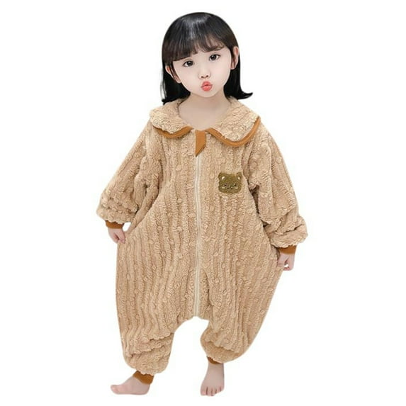 Tiijoy Girls Cartoon Pajama Onesie Loose Soft Warm Jumpsuit, Sizes 12-24M